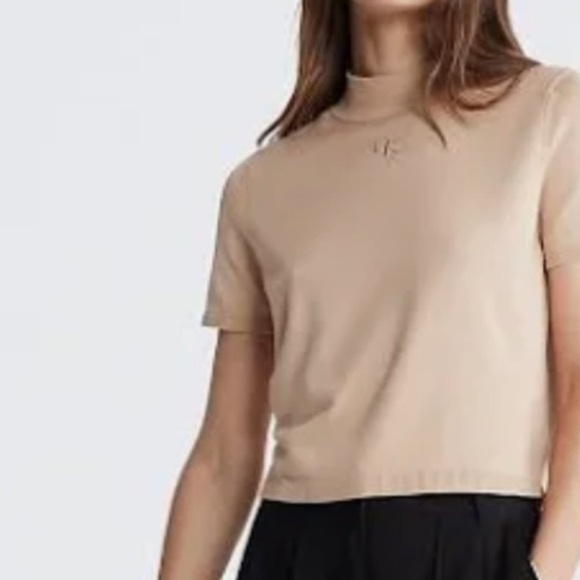 Calvin Klein Quiet Luxury Women's XL Mock Neck Cropped Monogram Sweater - Picture 4 of 8